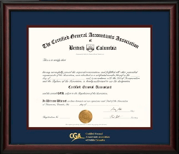 CGA BC Provincial certificate frame - Satin mahogany & double mat board